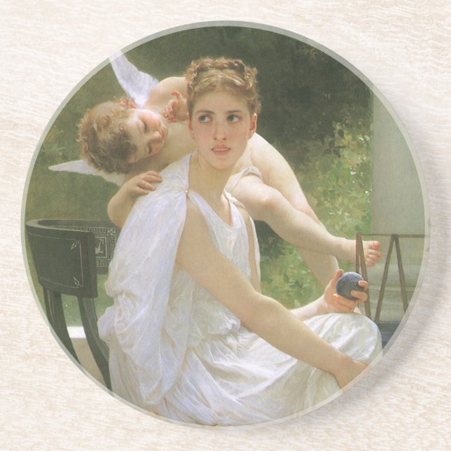 Dessous De Verre En Grès Travail interrompu par Bouguereau, Portrait d'ange (Devant)