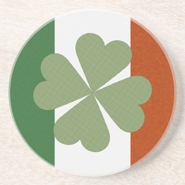 Dessous De Verre En Grès Trèfle chanceux avec du charme irlandais (Devant)