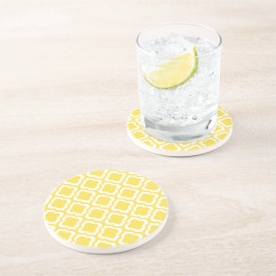 Dessous De Verre En Grès Trèfle marocain jaune élégant de Quatrefoil de