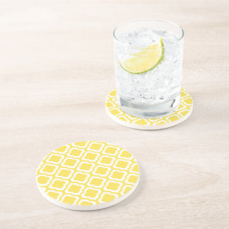 Dessous De Verre En Grès Trèfle marocain jaune élégant de Quatrefoil de