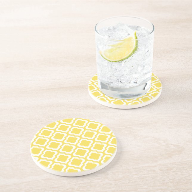 Dessous De Verre En Grès Trèfle marocain jaune élégant de Quatrefoil de (Côté)