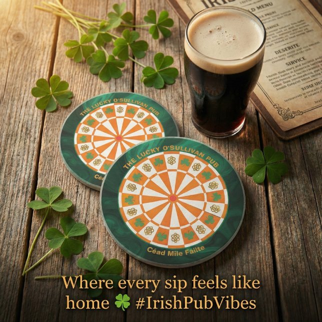 Dessous De Verre En Grès Trèfles et Nœuds Celtiques Pub Irlandais (Créateur téléchargé)