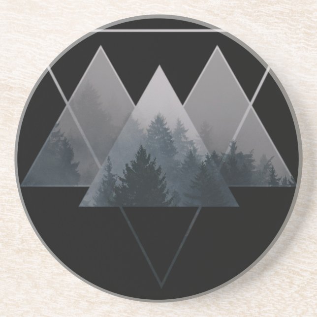 Dessous De Verre En Grès Triangles de géométrie Forêt humide (Devant)