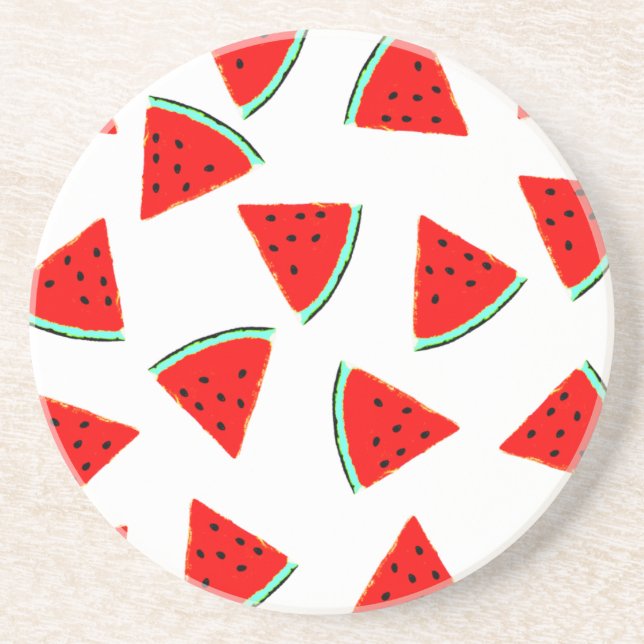 Dessous De Verre En Grès Triangles Motifs de pastèque (Devant)