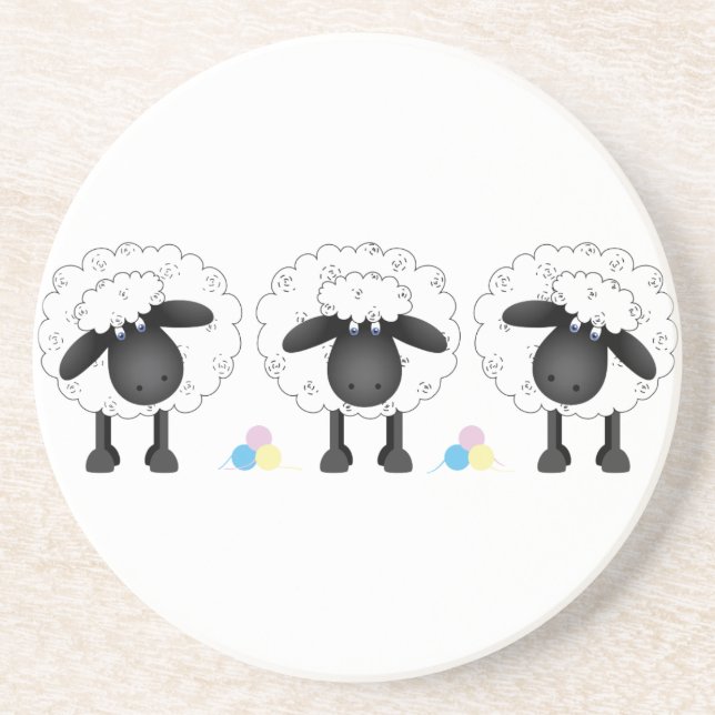 Dessous De Verre En Grès Trio des moutons (Devant)