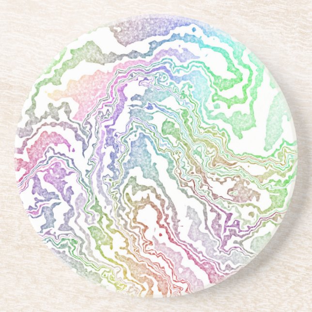 Dessous De Verre En Grès Trippy Boho Marbré coloré arc-en-ciel Abstrait (Devant)