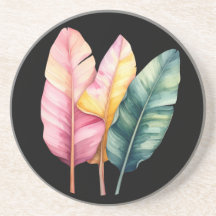 Trois feuilles de bananier en couleurs pastel