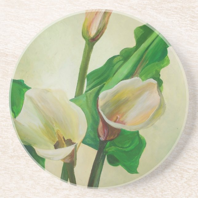 Dessous De Verre En Grès Trois Lys Calla Étonnant Botanique Acrylique (Devant)