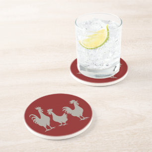Dessous De Verre En Grès Trois poules françaises Pochoir découpé Style 5