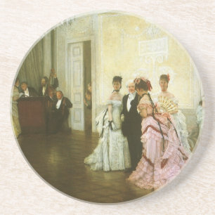 Dessous De Verre En Grès Trop tôt par James Tissot, art victorien Vintage