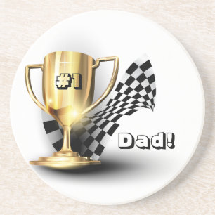 Dessous De Verre En Grès Trophée d'or simple père Fête des pères