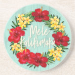 Dessous De Verre En Grès Tropical Paradise Hawaiian Holiday Wreath Wood<br><div class="desc">Mele Kalikimaka is the Hawai'ian expression for Merry Christmas & happy holidays! This original digital painting by renowned illustrator Jeff Fillbach is an explosion of the colors of some of nature's most beautiful flowers. Featuring an array of plumeria and hibiscus flowers combined with tropical banana and palm leafs to create...</div>