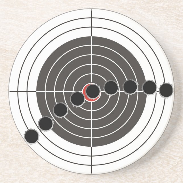 Dessous De Verre En Grès Trous de balle de mitrailleuse au-dessus de cible (Devant)