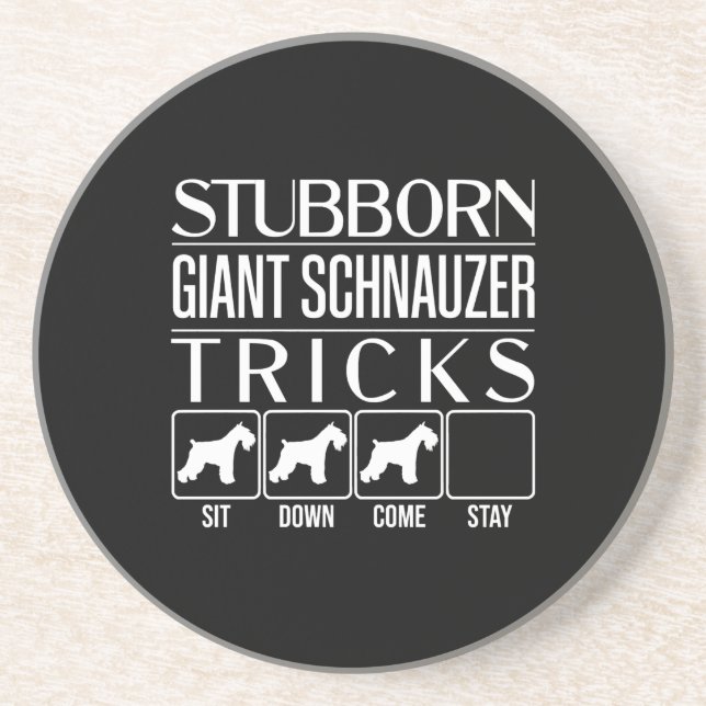 Dessous De Verre En Grès Trucs de Schnauzer Géant Stubborn, Schna Géant Fun (Devant)