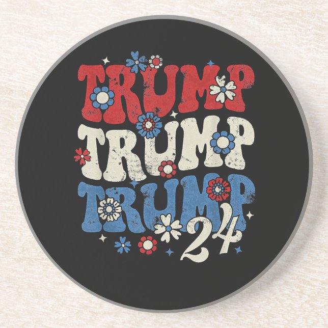 Dessous De Verre En Grès Trump Trump Trump 2024 Rétro  (Devant)