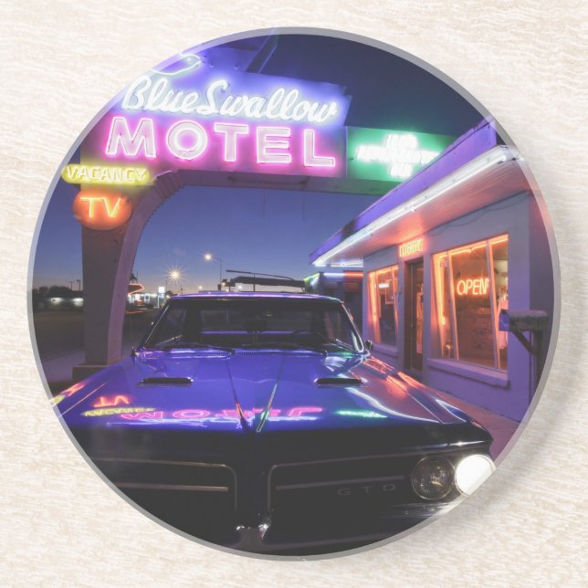 Dessous De Verre En Grès Tucumcari, Nouveau Mexique, Etats-Unis. Itinéraire (Devant)