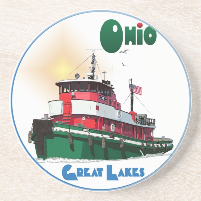 Dessous De Verre En Grès Tugboat Ohio (Devant)