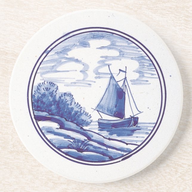Dessous De Verre En Grès Tuile bleue traditionnelle néerlandaise (Devant)