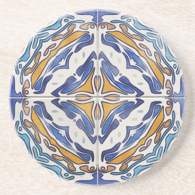 Dessous De Verre En Grès Tuiles bleues (Devant)