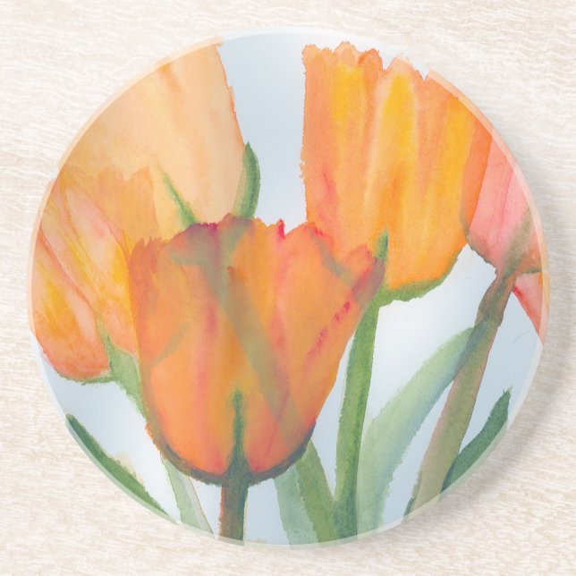 Dessous De Verre En Grès Tulipes d'agrumes orange (Devant)