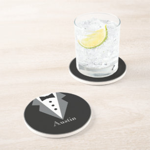 Dessous De Verre En Grès Tuxedo noir et blanc pour la fête des pères