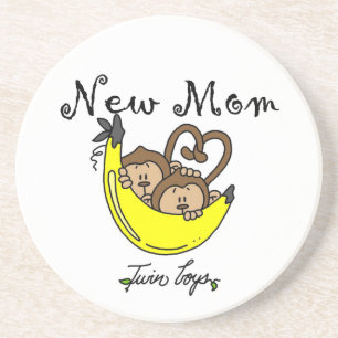 Dessous De Verre En Grès Twin Boys New Mom Cadeaux