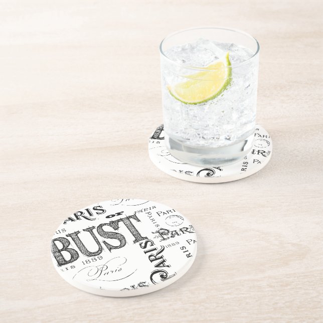 Dessous De Verre En Grès Typographie Calligraphie Paris France Tour Eiffel (Côté)