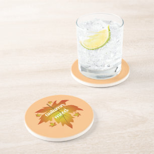 Dessous De Verre En Grès Typographie de l'humeur d'automne feuille d'érable