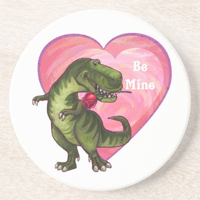 Dessous De Verre En Grès Tyrannosaurus Valentine's Day (Devant)