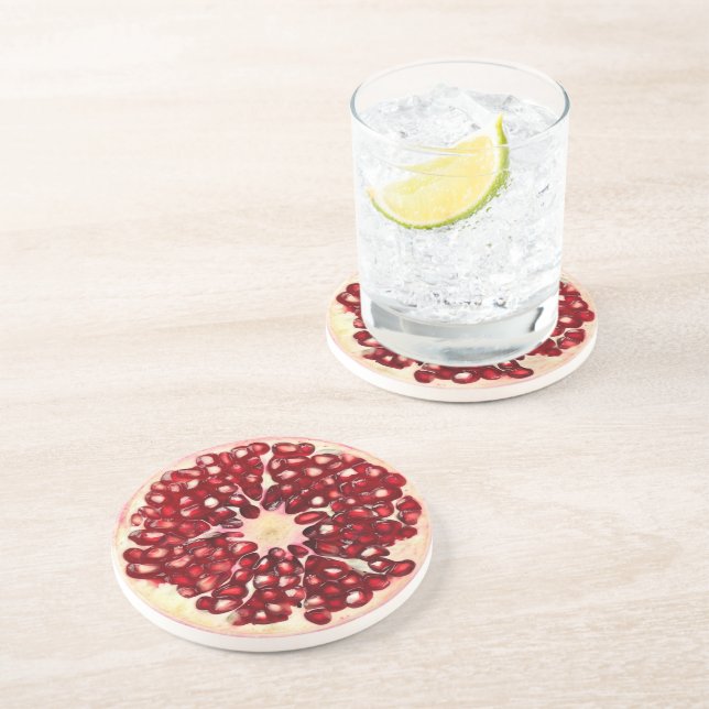 Dessous De Verre En Grès Ultra Réalisme Grenade Pierre Beverage Coaster (Côté)