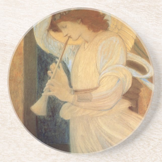 Dessous De Verre En Grès Un ange jouant du flageolet par Burne Jones (Devant)