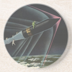 Dessous De Verre En Grès Un astronaute de science-fiction vintage à cheval 