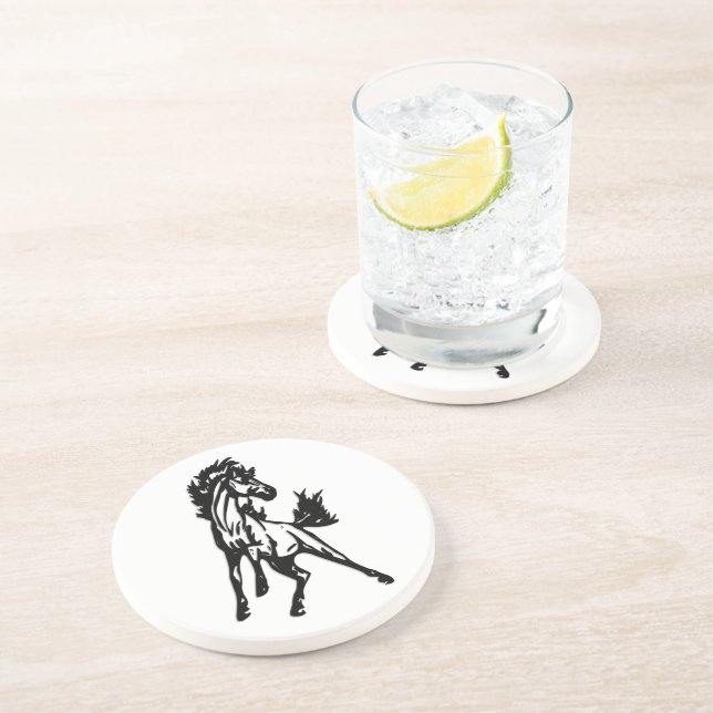 Dessous De Verre En Grès Un cheval sautant fringant (Côté)