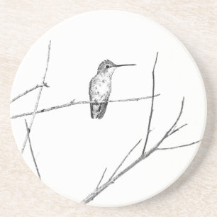 Dessous De Verre En Grès Un colibri sur un bâton