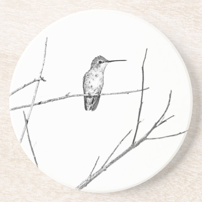 Dessous De Verre En Grès Un colibri sur un bâton (Devant)