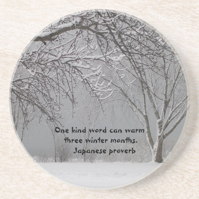 Dessous De Verre En Grès Un proverbe mot-Japonais aimable (Devant)