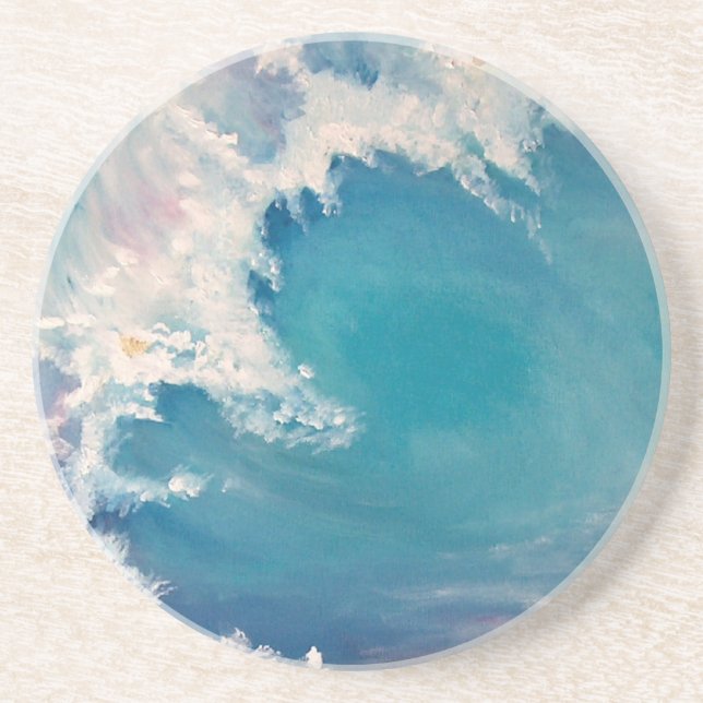 Dessous De Verre En Grès Un tableau d'une vague scintillante d'or (Devant)