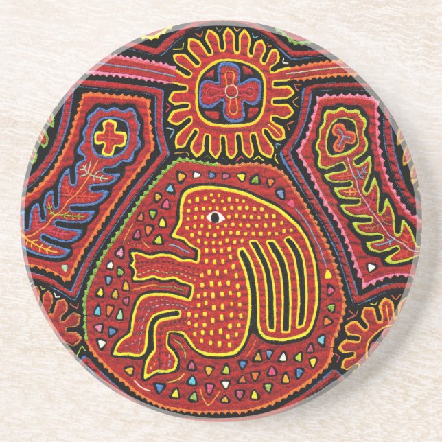 Dessous De Verre En Grès Une indienne de Kuna à vélo (Devant)