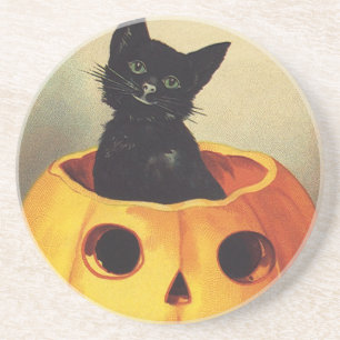 Dessous De Verre En Grès Une joyeuse Halloween par Ellen Clapsaddle, Chat V