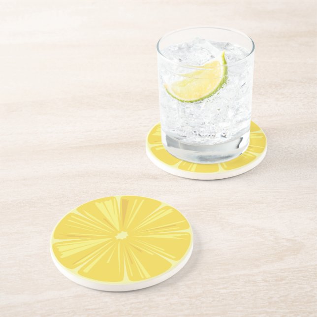 Dessous De Verre En Grès Une tranche de citron jaune (Côté)