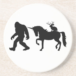 Dessous De Verre En Grès Unicorne, Bigfoot, Jackalope