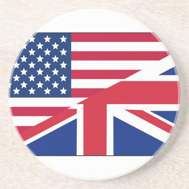 Dessous De Verre En Grès Union Jack American Flag Motif Stars Stripes (Devant)
