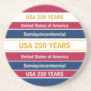 Dessous De Verre En Grès USA 250 Ans Rayures Patriotiques Semiquincentennal