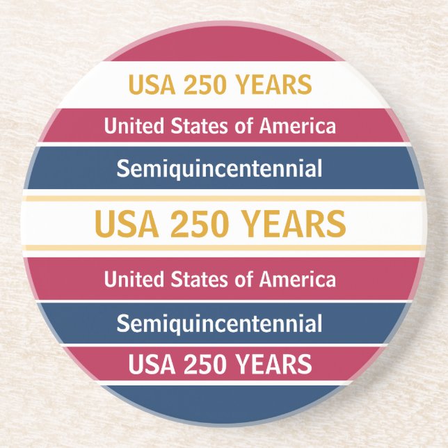 Dessous De Verre En Grès USA 250 Years Semiquincentennial Patriotic Stripes (Devant)