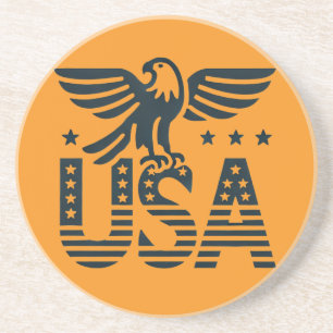 Dessous De Verre En Grès USA Eagle Patriotic Desig - Style Etoile et Stripe