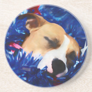 Dessous De Verre En Grès USA Patriotique Chien American Pit Bull Terrier