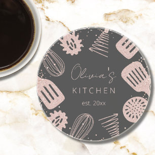 Dessous De Verre En Grès Ustensiles de cuisine personnalisés avec paillette