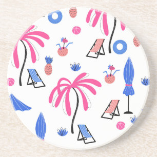 Dessous De Verre En Grès Vacances d'été : Palm Trees Ananas Motif