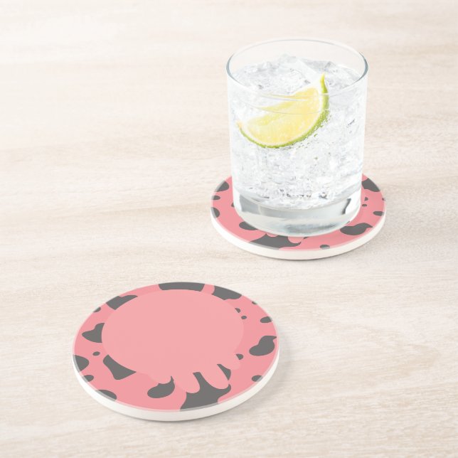 Dessous De Verre En Grès Vache drôle motif pis rose (Côté)