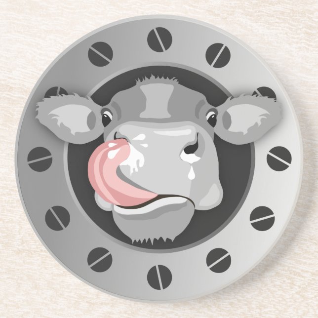 Dessous De Verre En Grès Vache lécher le nez (Devant)